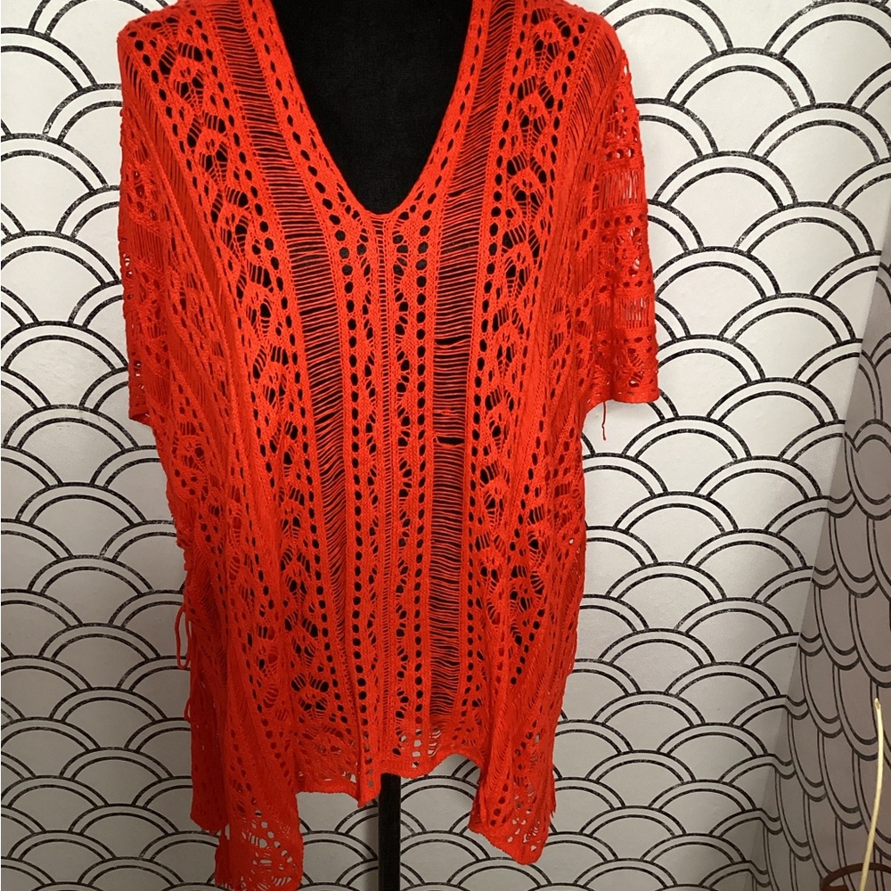 Vibrant Orange Crochet Cover-Up – One Size | Beach-Ready Boho with Bold Flair